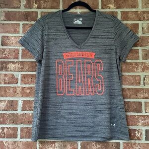 Mercer University grey woman’s UnderArmour tech V-neck jersey/T-shirt Size Large